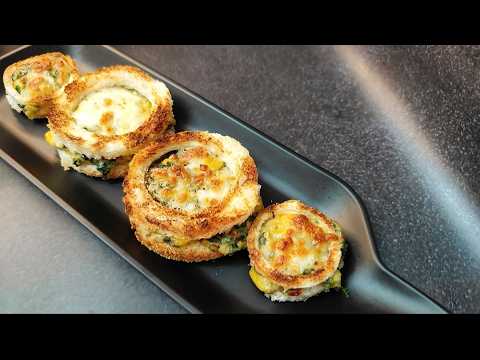 Cheese Loaded Bread Discs | Easy Evening Snacks Recipe | Spinach and Corn Disc Toast